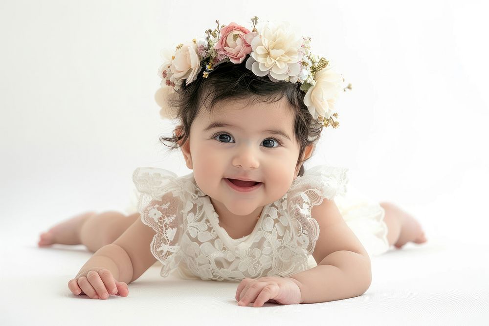 Baby girl portrait dress photo.