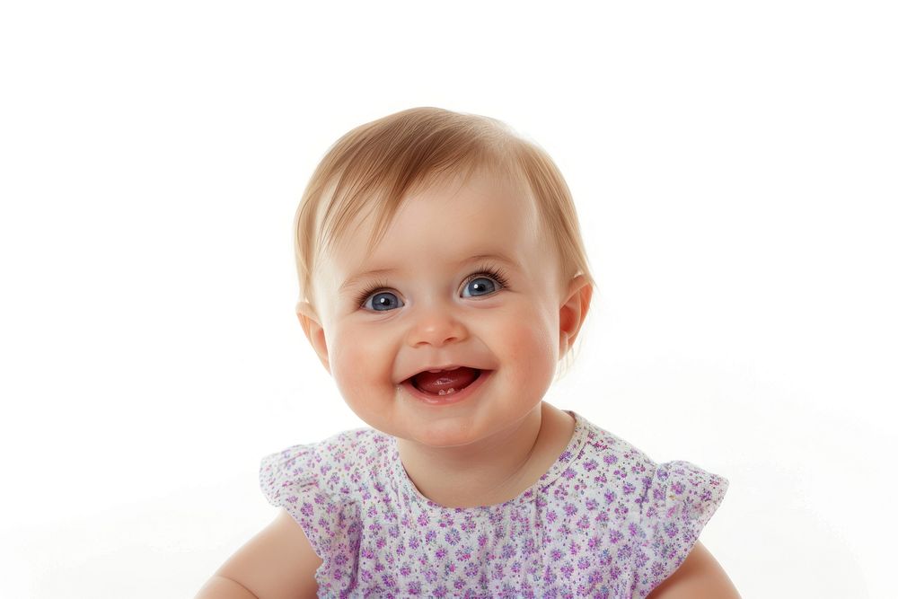 Baby girl portrait smile photo.