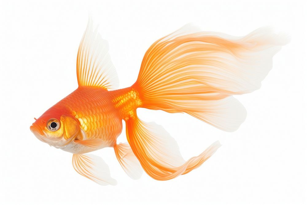 Gold fish goldfish animal white background.