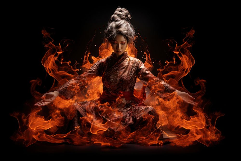 Asia woman fire bonfire flame.