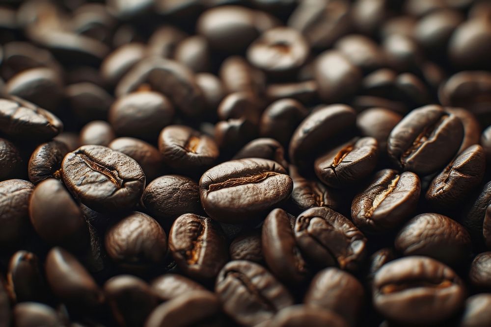 Coffee bean on roasted coffee beans backgrounds freshness.