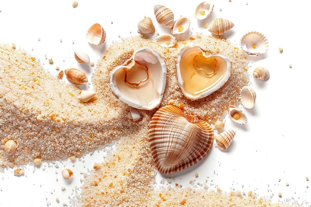 Honeymoon seashell clam white background.