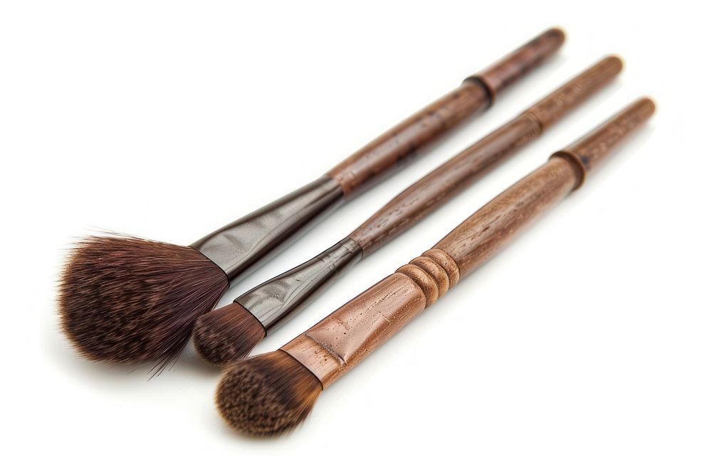 Makeup brushes tool white background cosmetics.