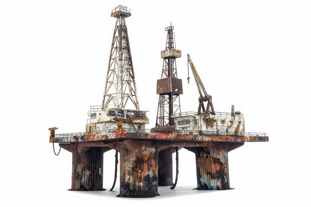 Oil rig outdoors white background architecture.