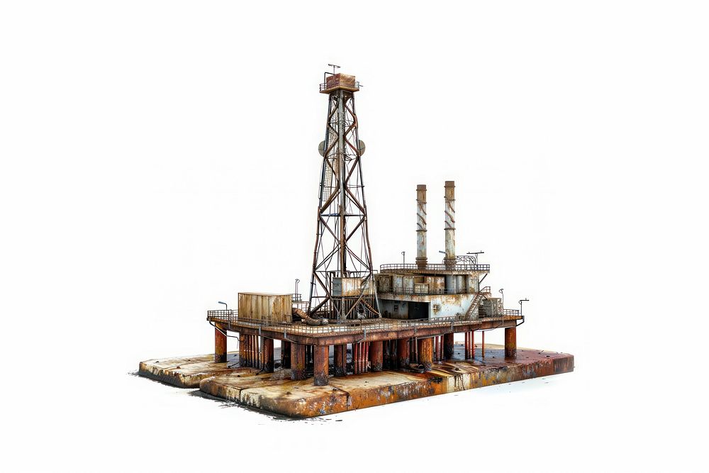 Oil rig outdoors white background architecture.