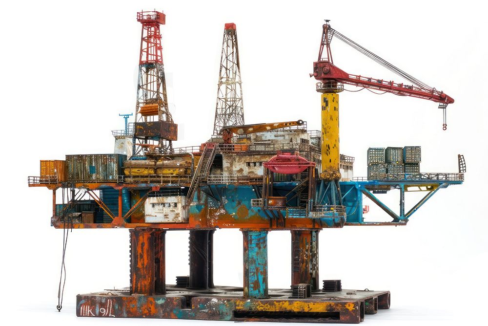Oil rig white background architecture technology.