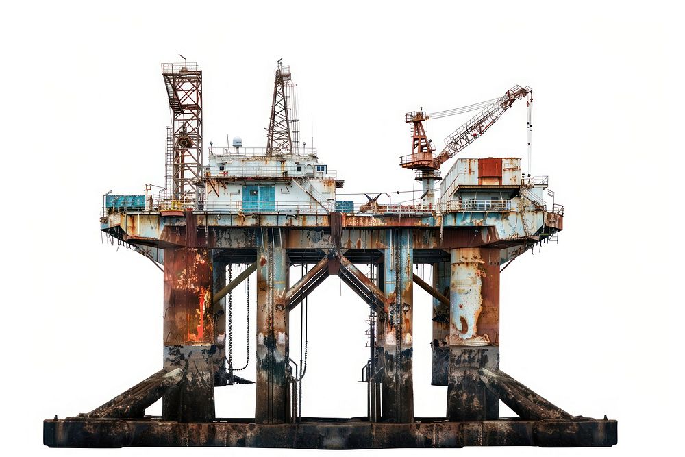 Oil rig white background architecture construction.