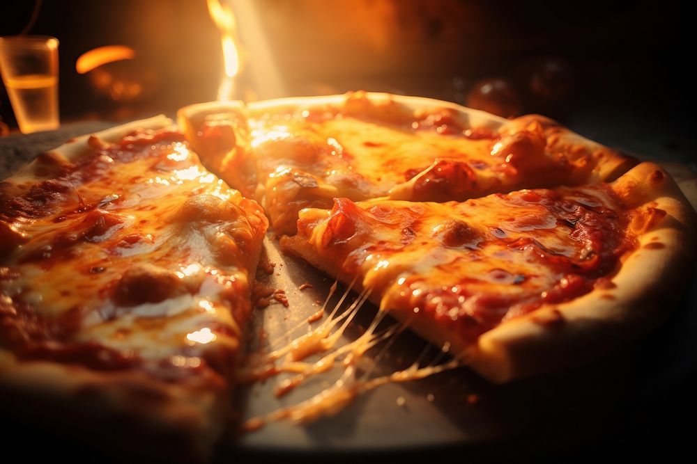 Pizza light leaks food pepperoni freshness.