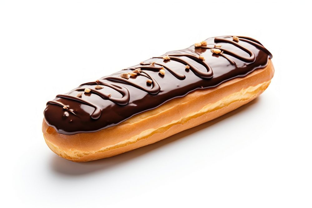 Eclair food white background confectionery.