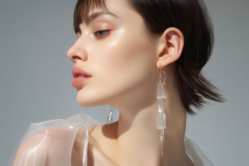 Woman wear luxury earrings jewelry fashion adult.