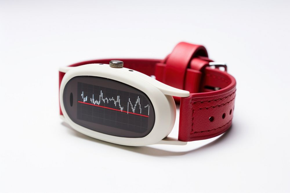 Heart rate monitor wristwatch white background electronics.
