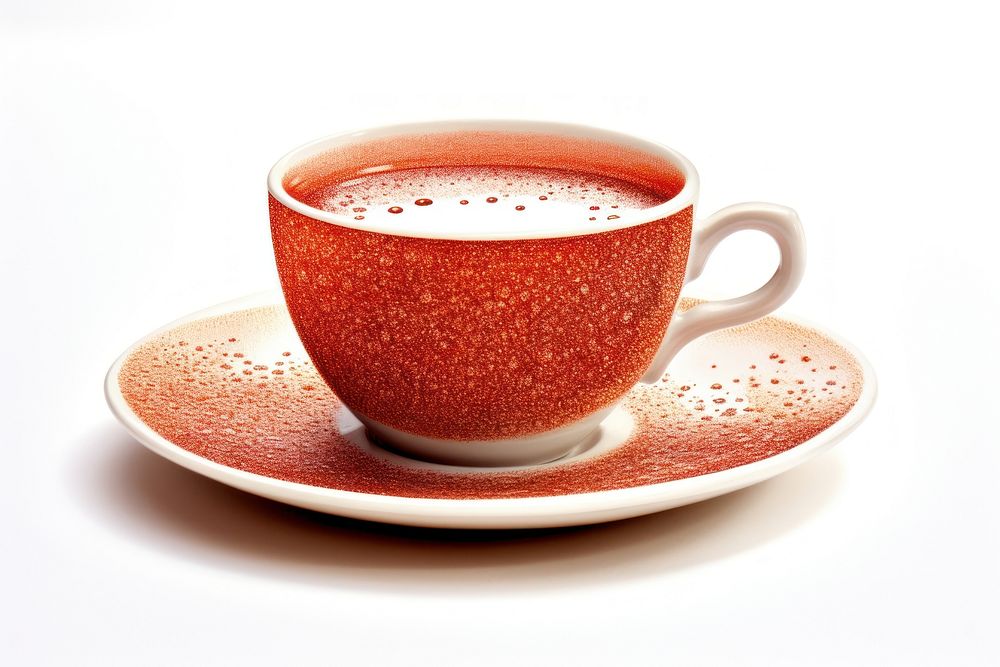 Illustration of a hot chocalate cup porcelain saucer coffee.