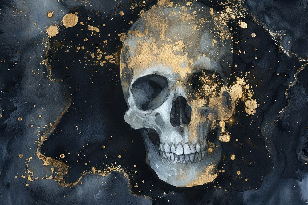 Skull watercolor background painting mystery spooky.