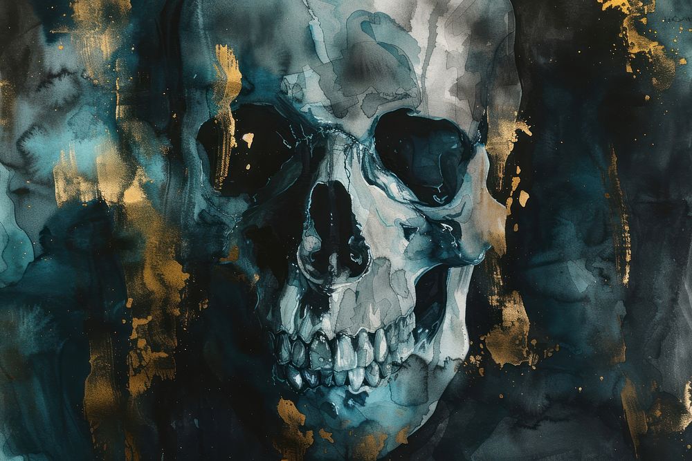 Skull watercolor background painting art creativity.