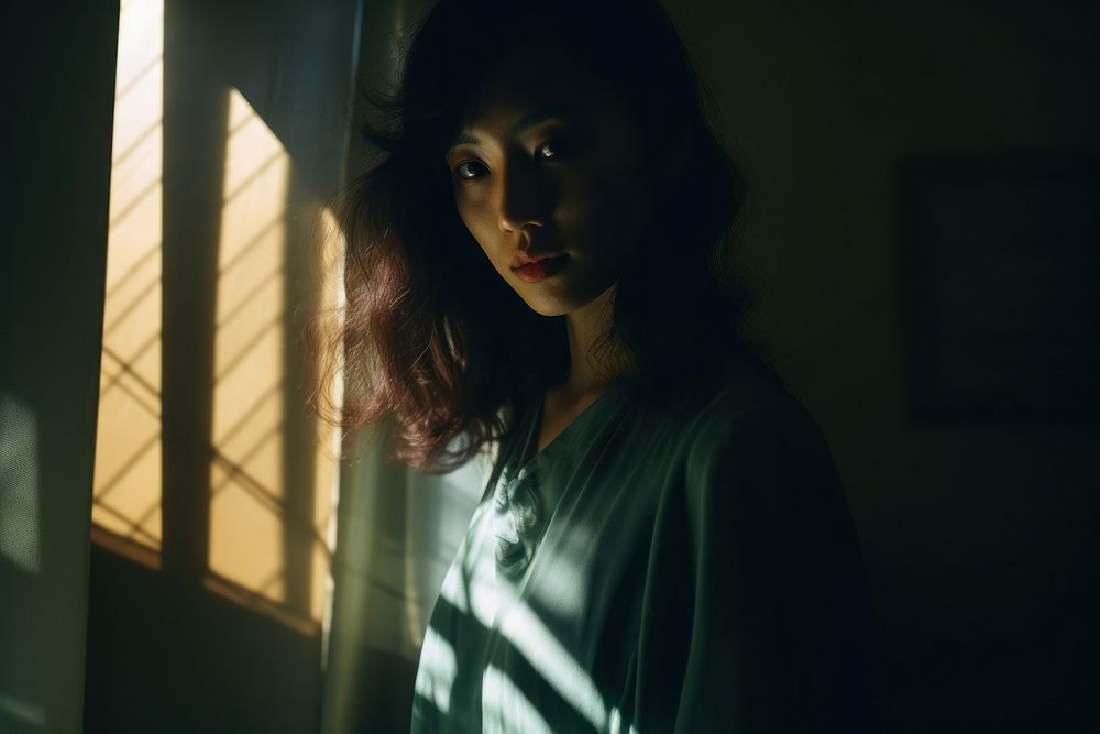 Asian woman portrait shadow adult.