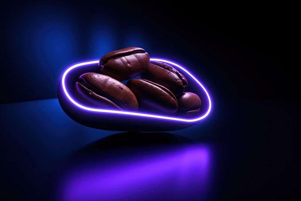 Coffee bean light neon illuminated.