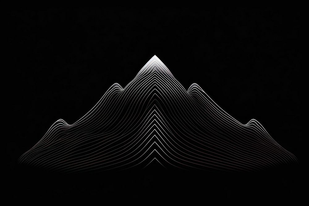 Mind bending flat line illusion illustration of mountain black abstract backgrounds.