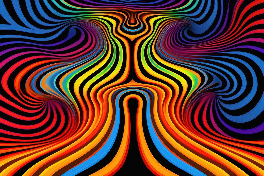 Mind bending flat line illusion poster of space abstract pattern art.