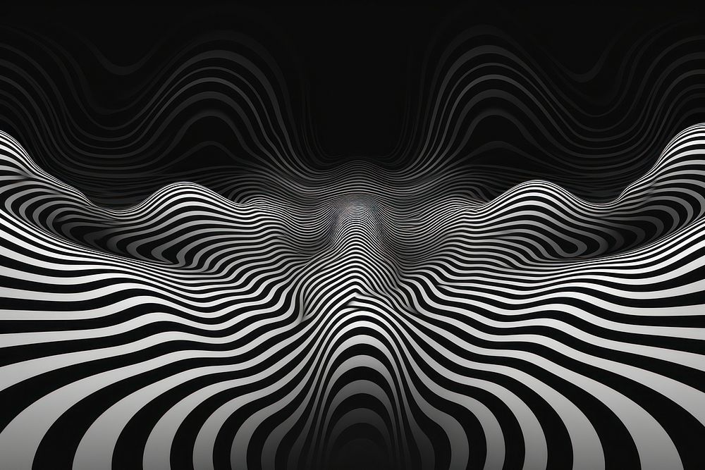 Mind bending flat line illusion poster of space abstract pattern black.