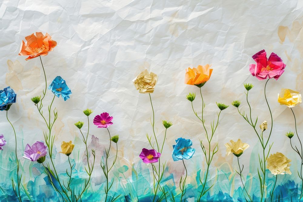 Flower field paper art backgrounds.
