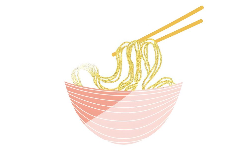 Noodle food chinese chopsticks bowl line.