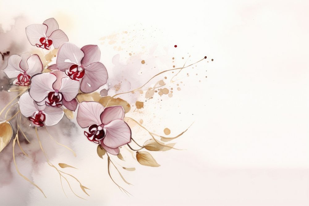 Orchid watercolor background pattern flower plant.