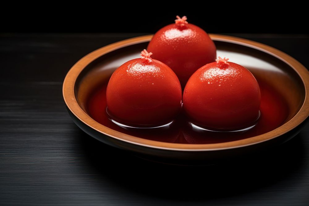 A minimalistic photography of Gulab Jamun in japanese advertisment style fruit food freshness.