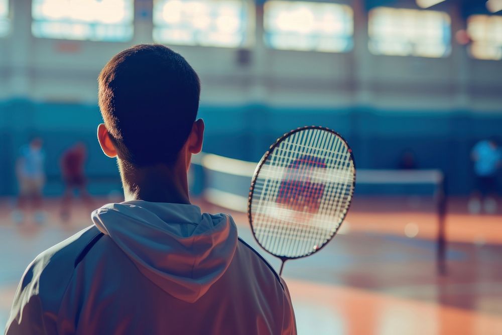 Man playing badminton adult sports tennis.