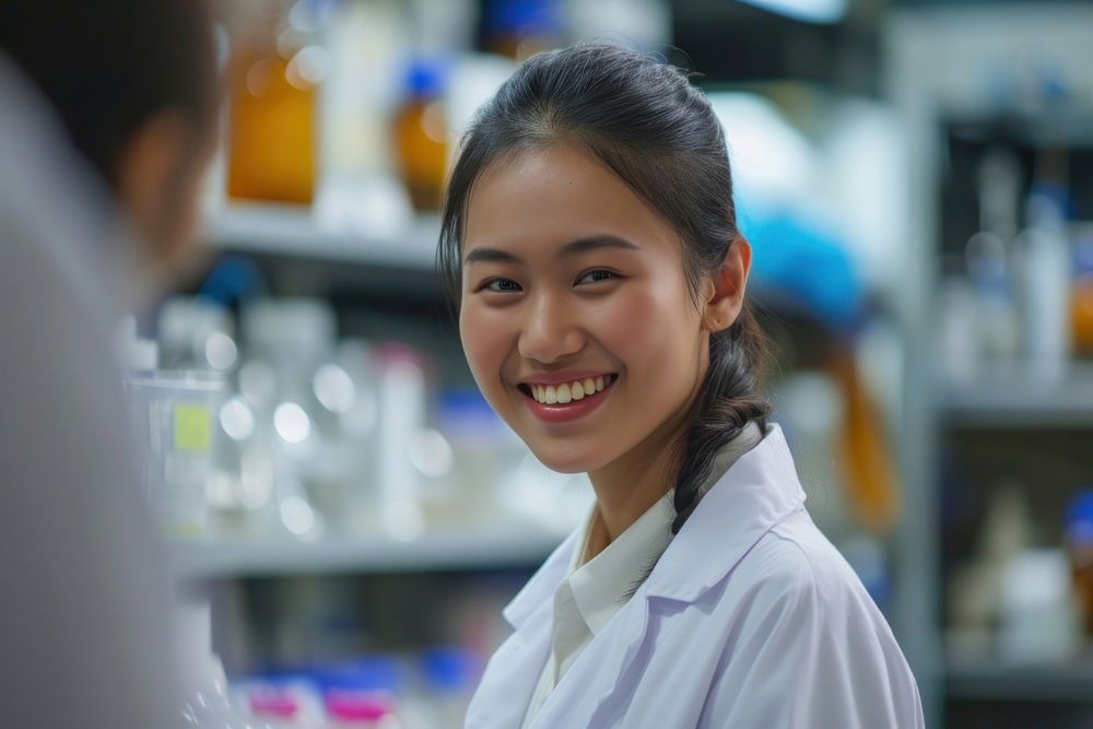 Asian Scientist smiling scientist smile biochemistry.