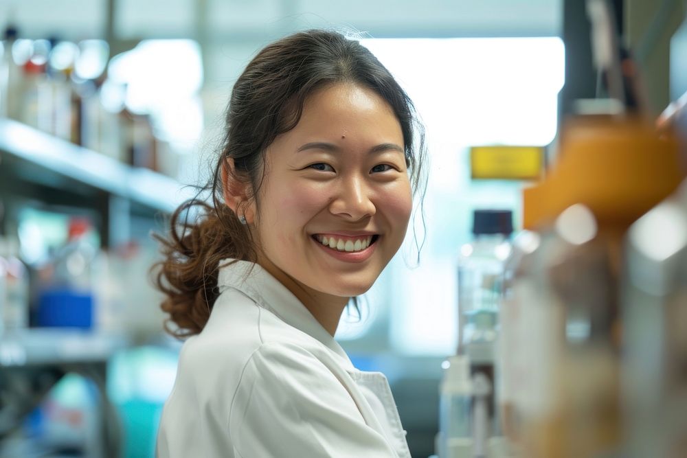 Asian Scientist smiling scientist adult smile.