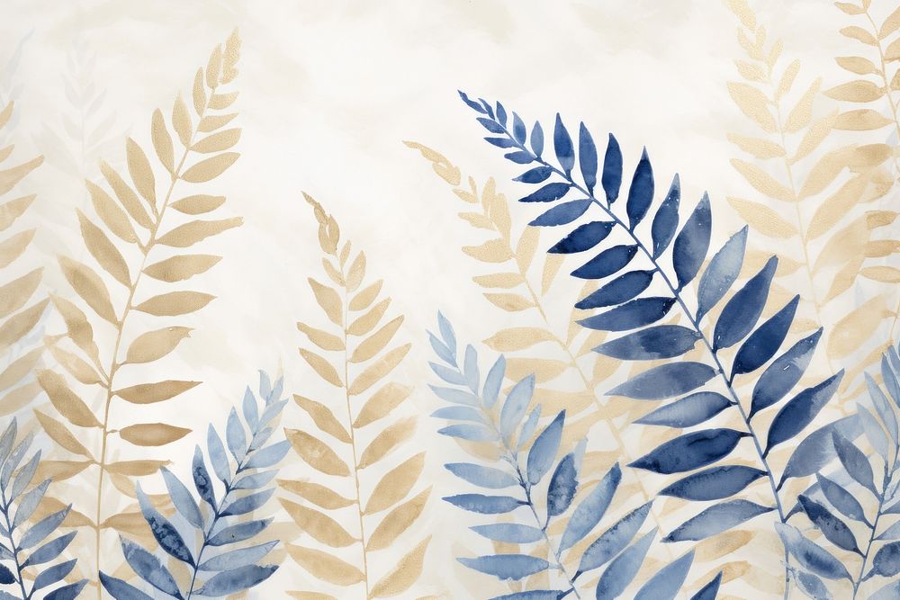 Bule fern watercolor backgrounds pattern plant.