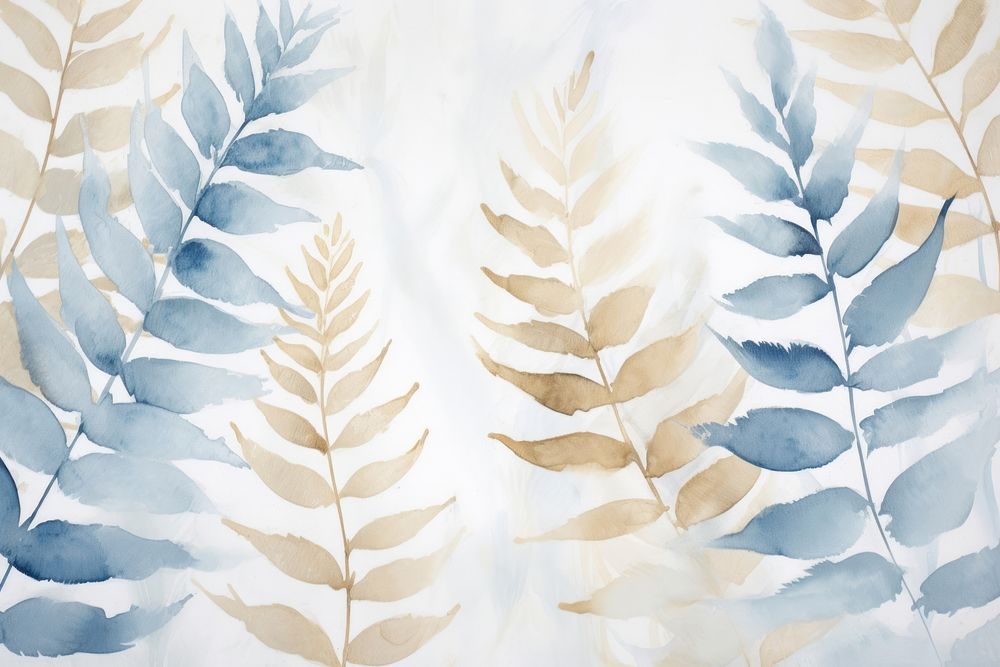 Bule fern watercolor backgrounds painting pattern.