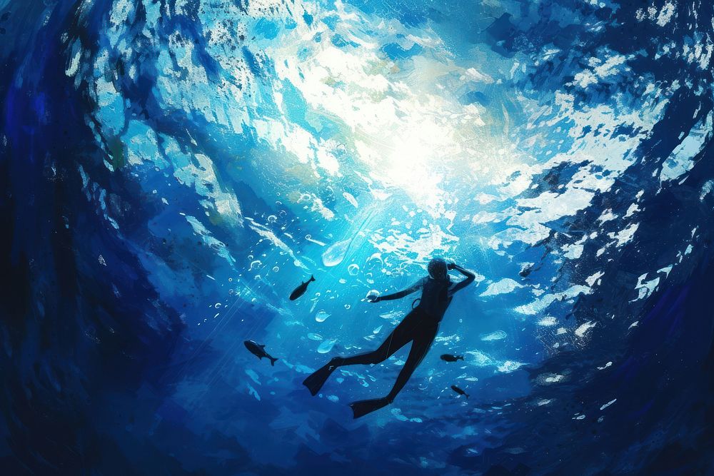 Underwater beauty adventure swimming outdoors.