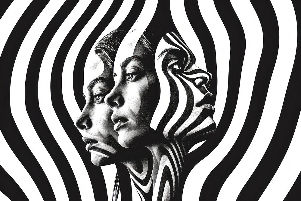 Doppler Effect of women empowering art portrait drawing.