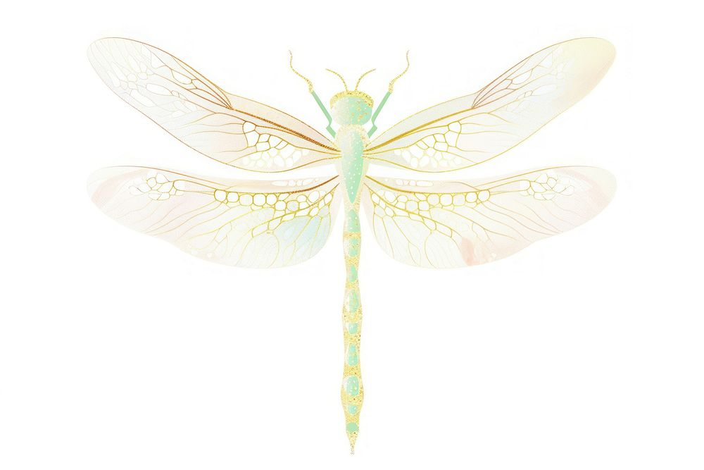 Dragonfly animal insect white background.