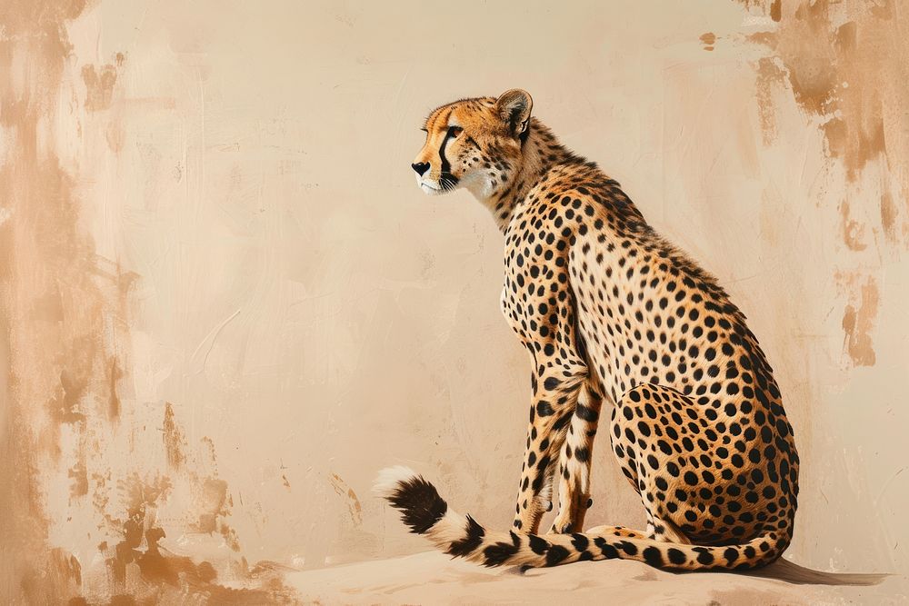 A hunting cheetah wildlife painting leopard.