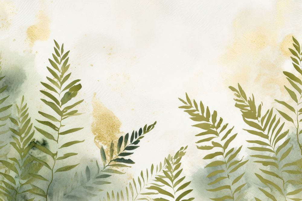 Green fern watercolor backgrounds outdoors painting.