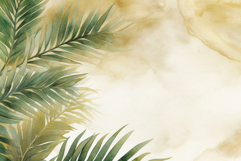 Green palm watercolor backgrounds painting nature.