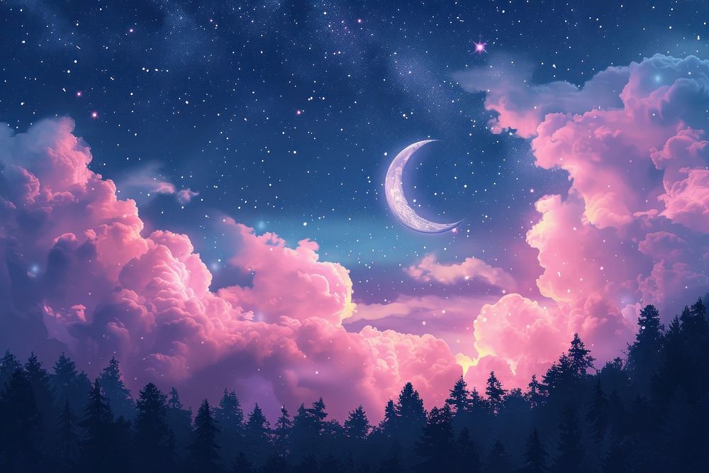 Illustration of moon night cloud astronomy.