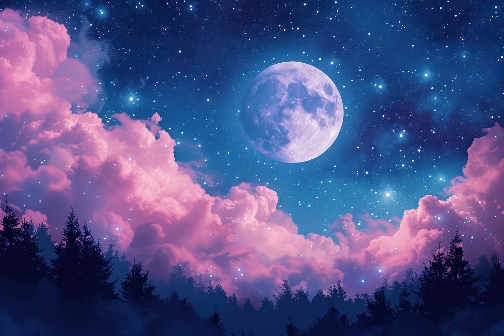 Illustration of moon night astronomy outdoors.