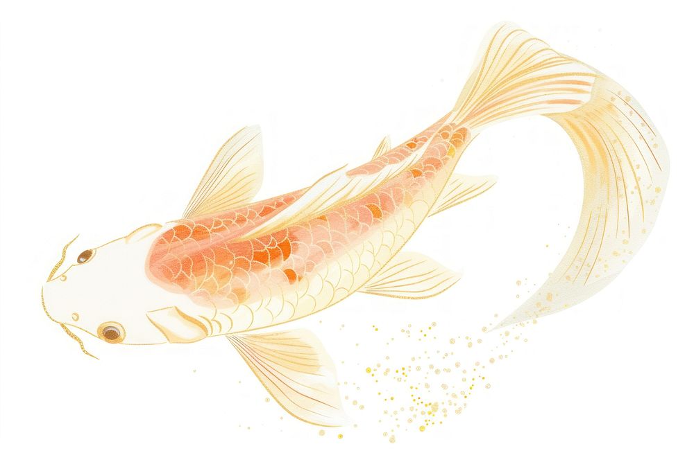 Koi fish chinese animal white background underwater.