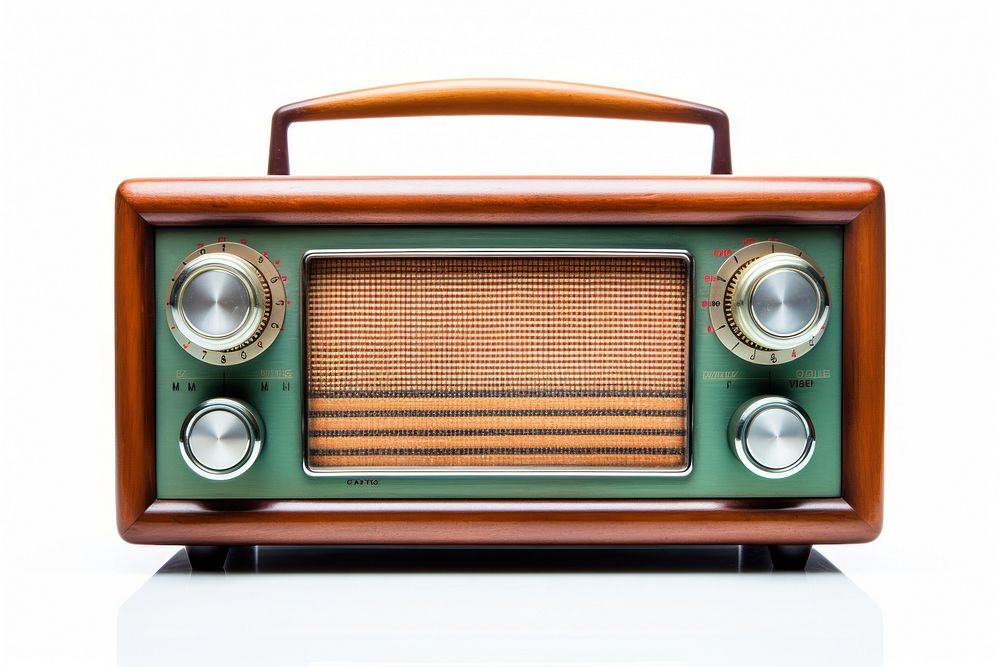 Old Retro Radio Against radio old white background.