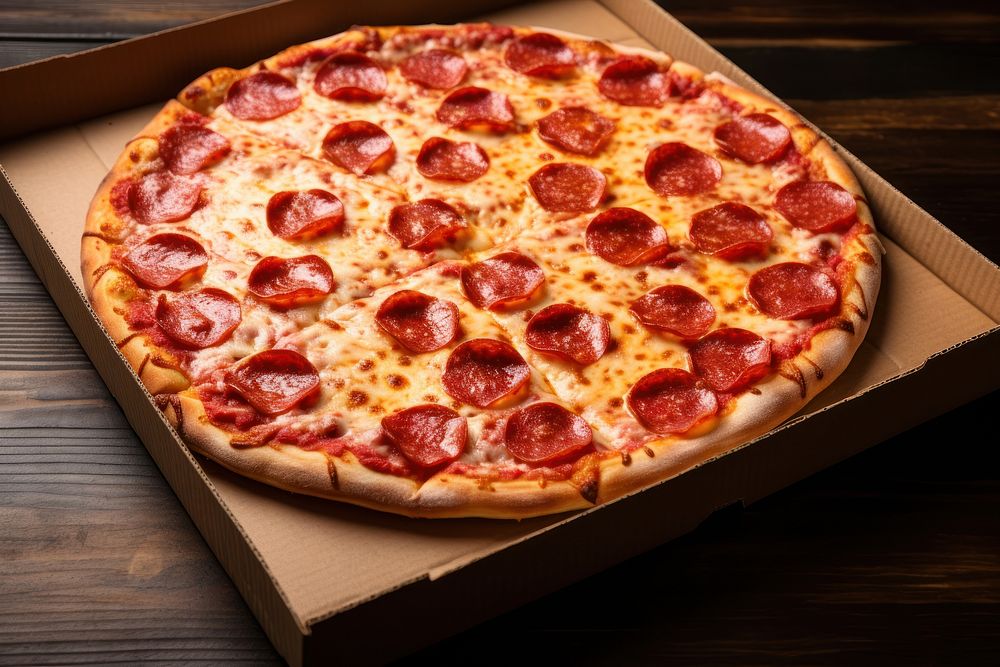 Pepperoni pizza in a box pepperoni food pepperoni pizza.