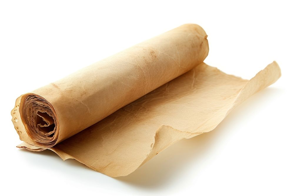 Roll of baking parchment white background crumpled dynamite.