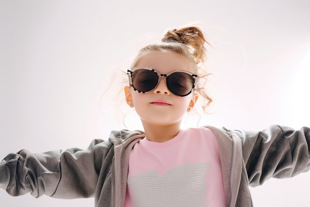 Sunglasses portrait smiling child.