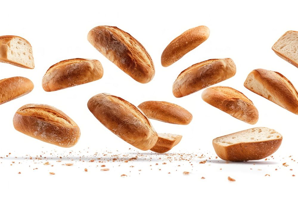 Breads bread food white background.