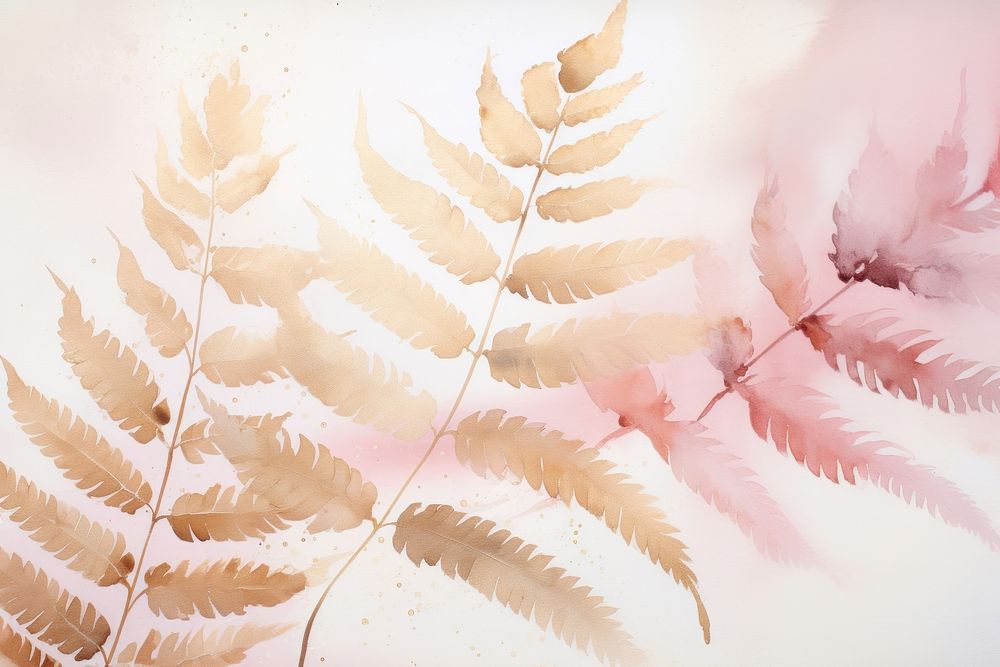 Pink fern watercolor backgrounds plant leaf.