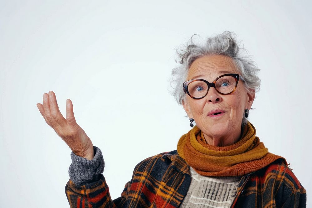 Senior old woman fashionable portrait glasses adult.