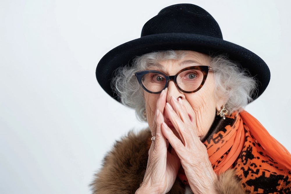 Senior old woman fashionable portrait glasses adult.