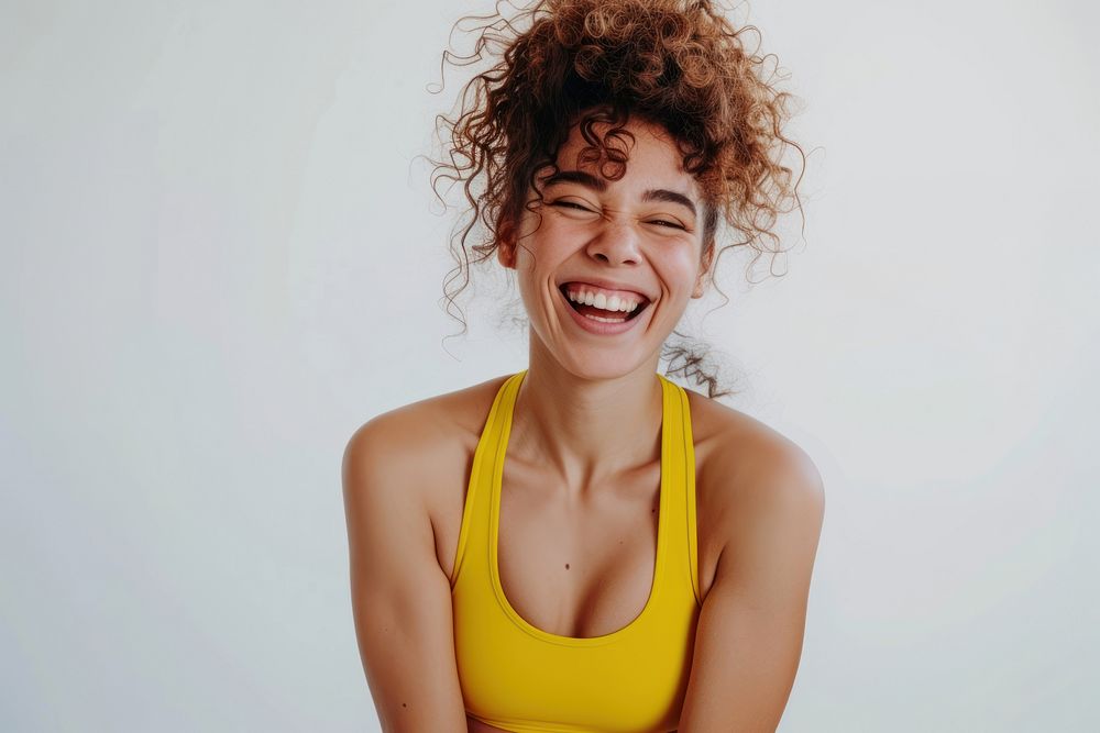 Happy woman laughing happiness portrait smile.